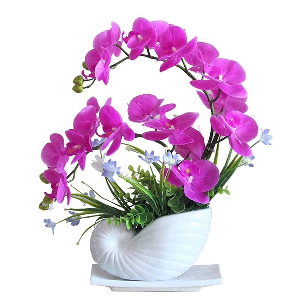 XDLEDMKIZ Orchid Artificial Flowers Polyurethane Faux Orchids Porcelain Vase Artificial Phalaenopsis Flowers Plant Arrangement Orchids Artificial Potted Plant natural loo