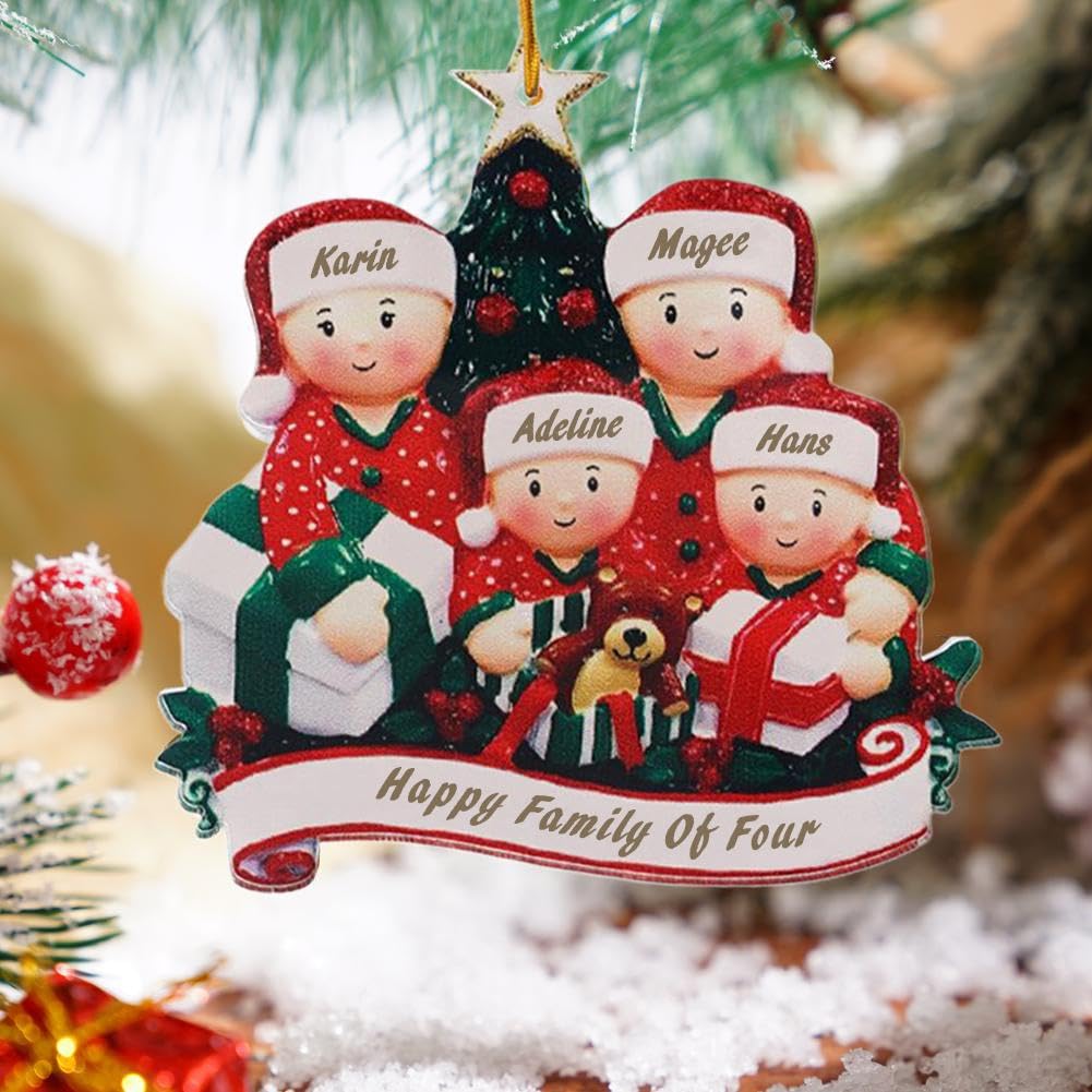 Adorno personalizado para árbol de Navidad familiar 2024, colgante para árbol de Navidad, regalo para la familia, 2-5 nombres familiares