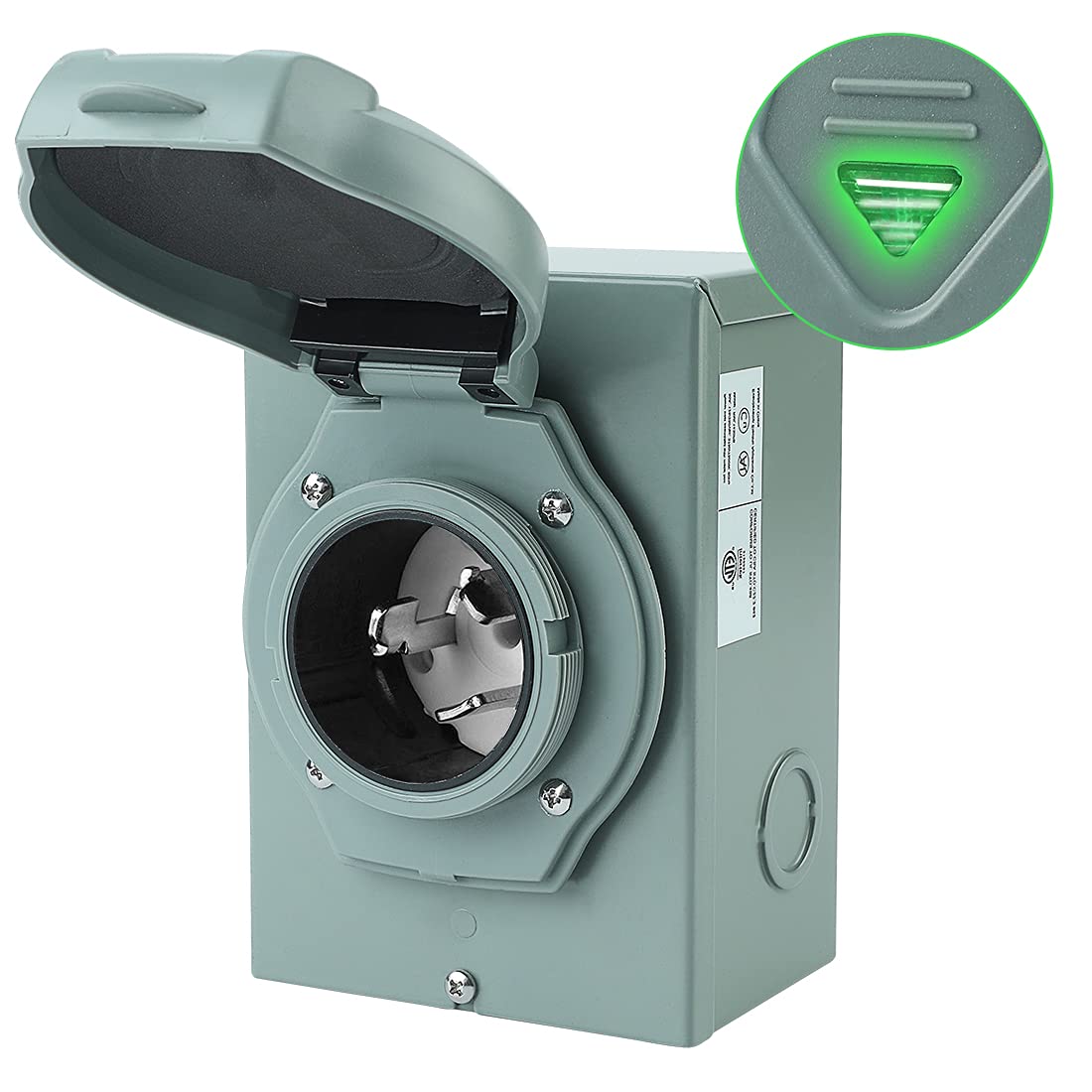 DEVONER 50 Amp Generator Power Inlet Box, NEMA SS2-50P 125/250 Volt 12500 Watts Power Inlet Box for 3 Prong Generator Cord, ETL Listed, Weatherproof Outdoor Use