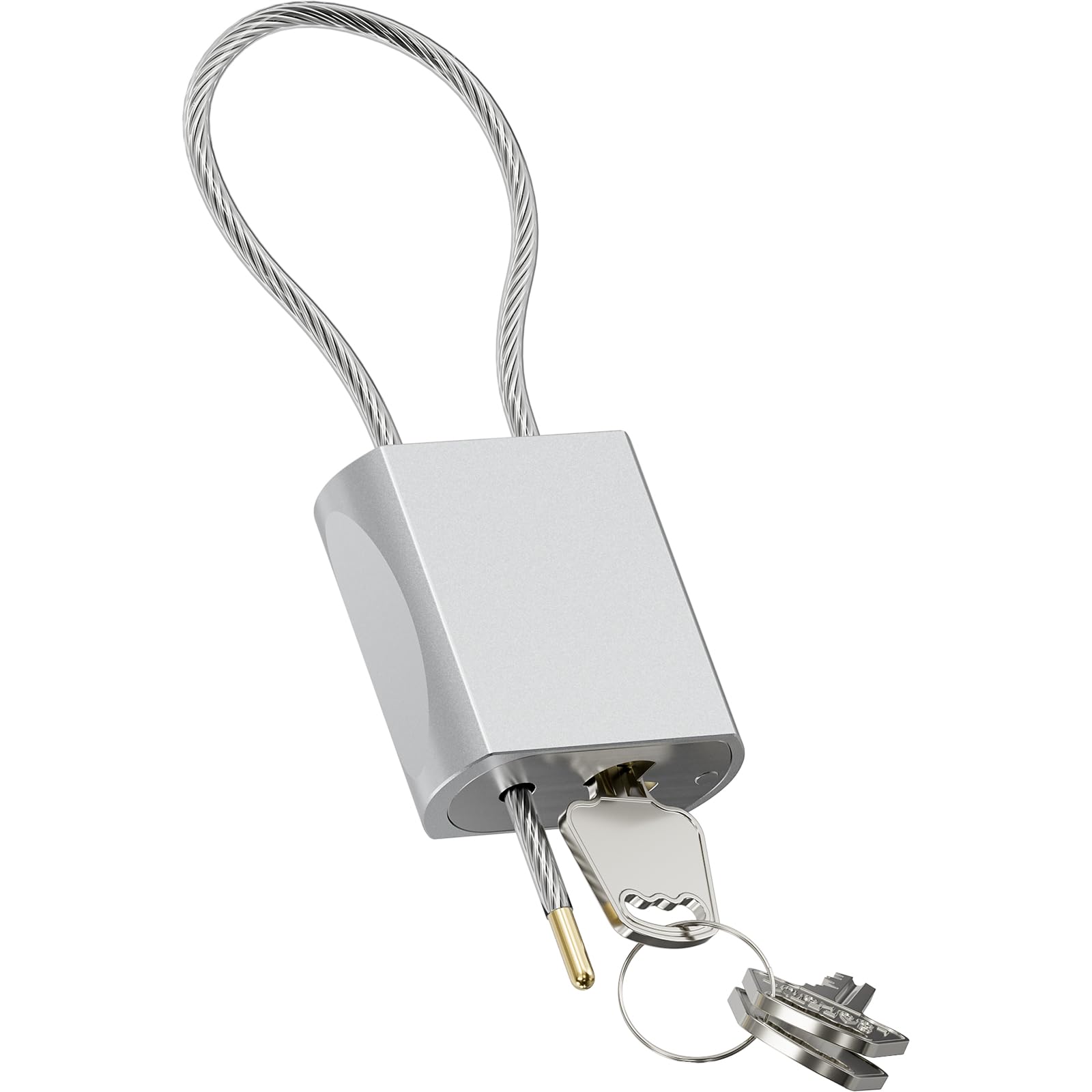 Cable Padlock Free Adjustable Lock 3 Keys, 1.15ft/0.35m Silver
