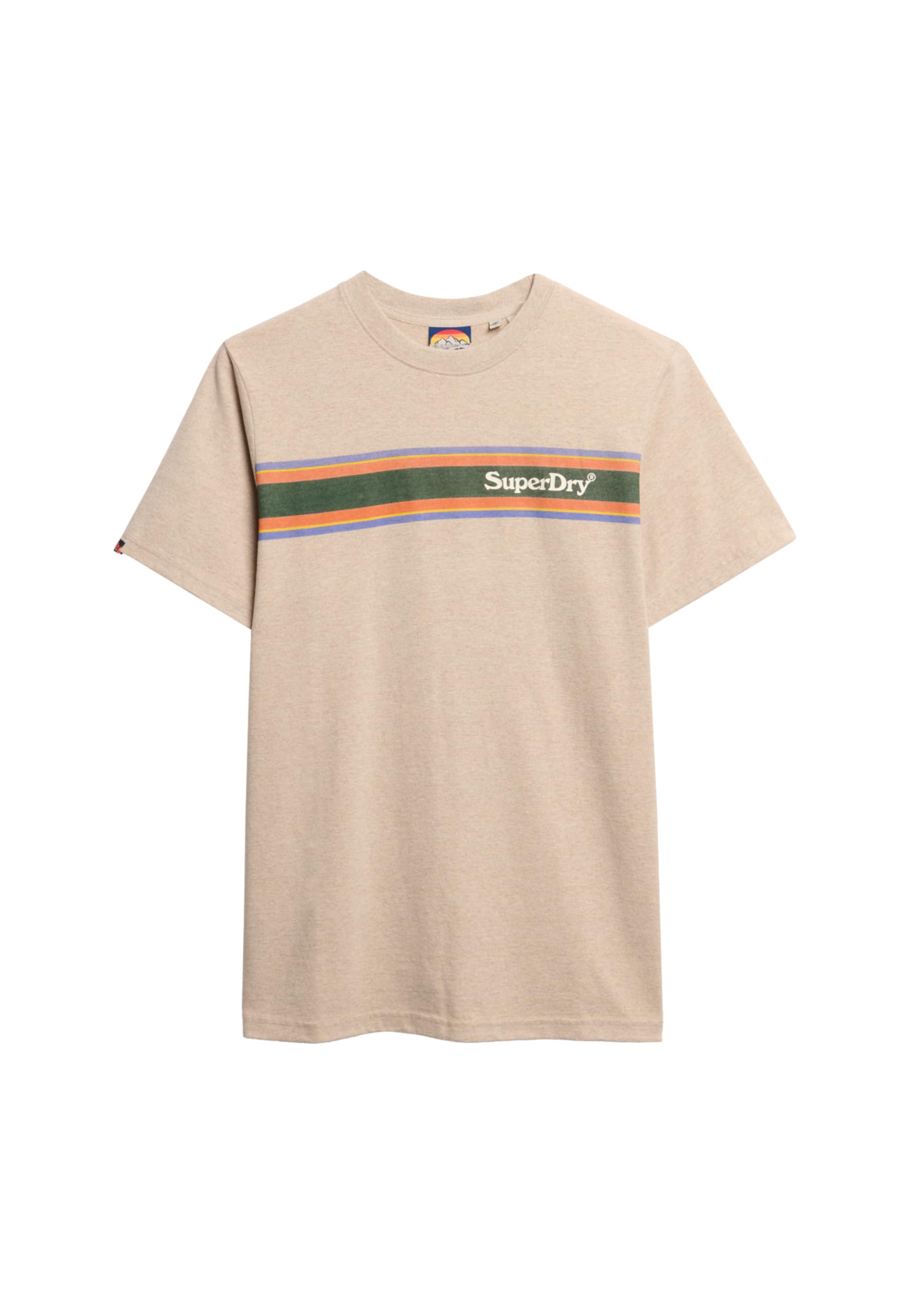 Superdry Venue T-Shirt + mit Streifen und Logo, Beige, Größe L
