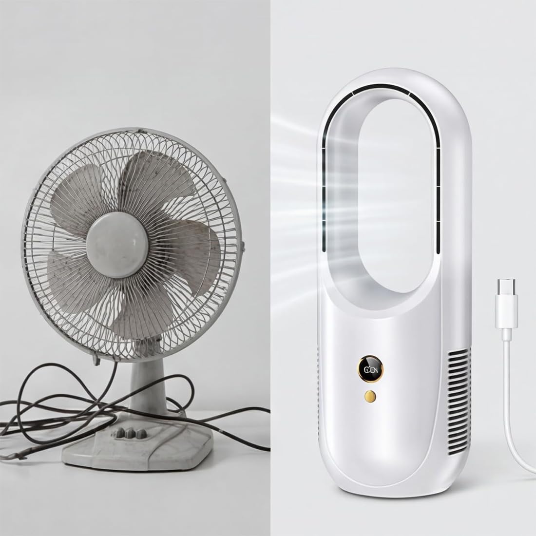 Genérico Ventilador de torre sin aspas de 12 ", silencioso y con 6 velocidades de viento ajustables para el hogar, dormitorio y oficina. (A1)