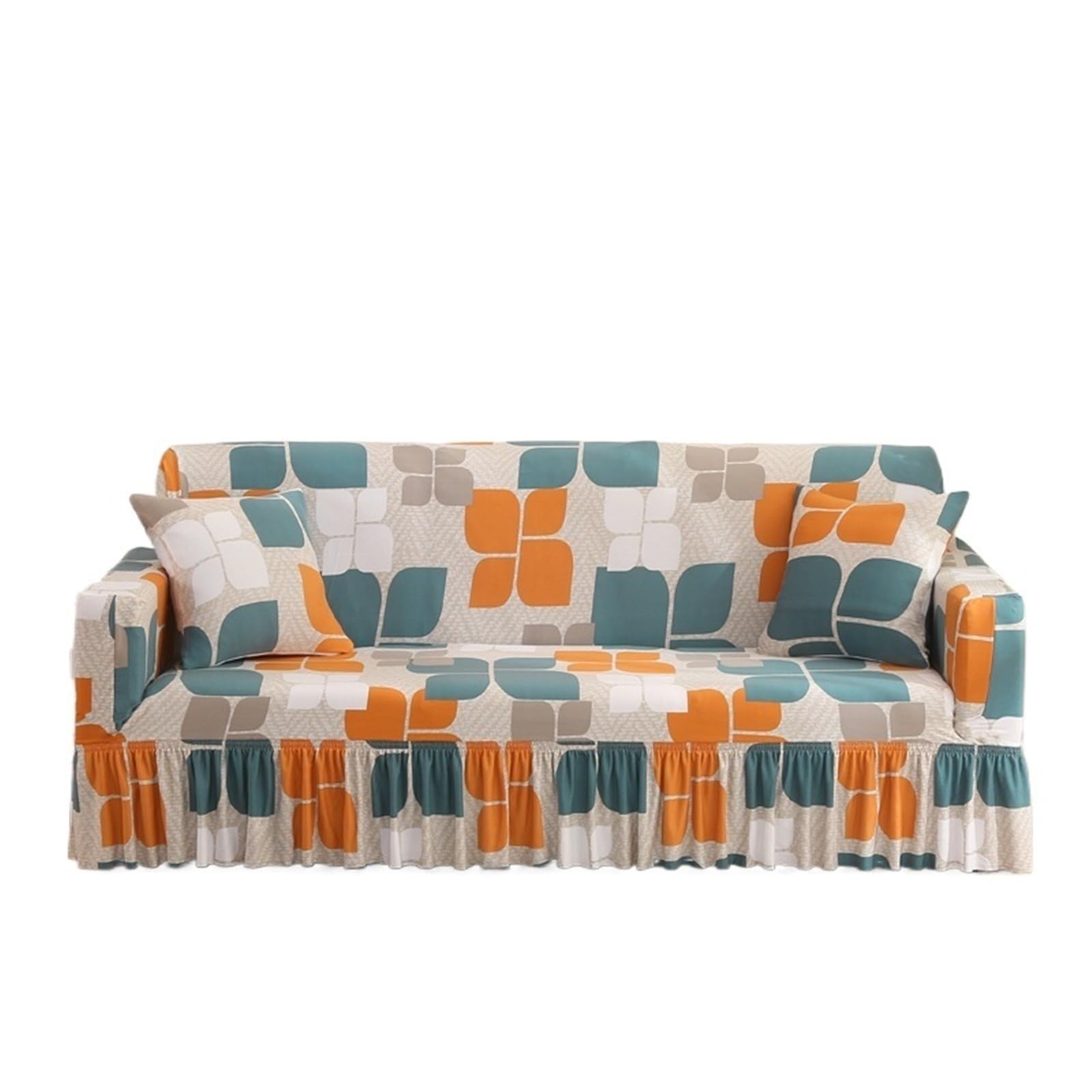 GCYEIDMA Skirt Sofa Cover 1/2/3/4 Seater Sofa Couch Cover with Skirt Washable Elastic Stretchable Easy Fit Universal Furniture Protector(Color 29,2-seater(145-185cm))