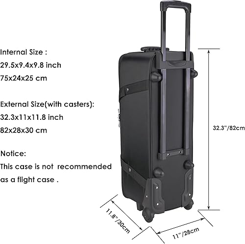 Vista 2 de MagicLine Estudio Trolley Case con mango telescópico 32.3x11x11.8 pulgadas/32.3x11.0x11.8 in, funda de transporte con ruedas para soportes de luz