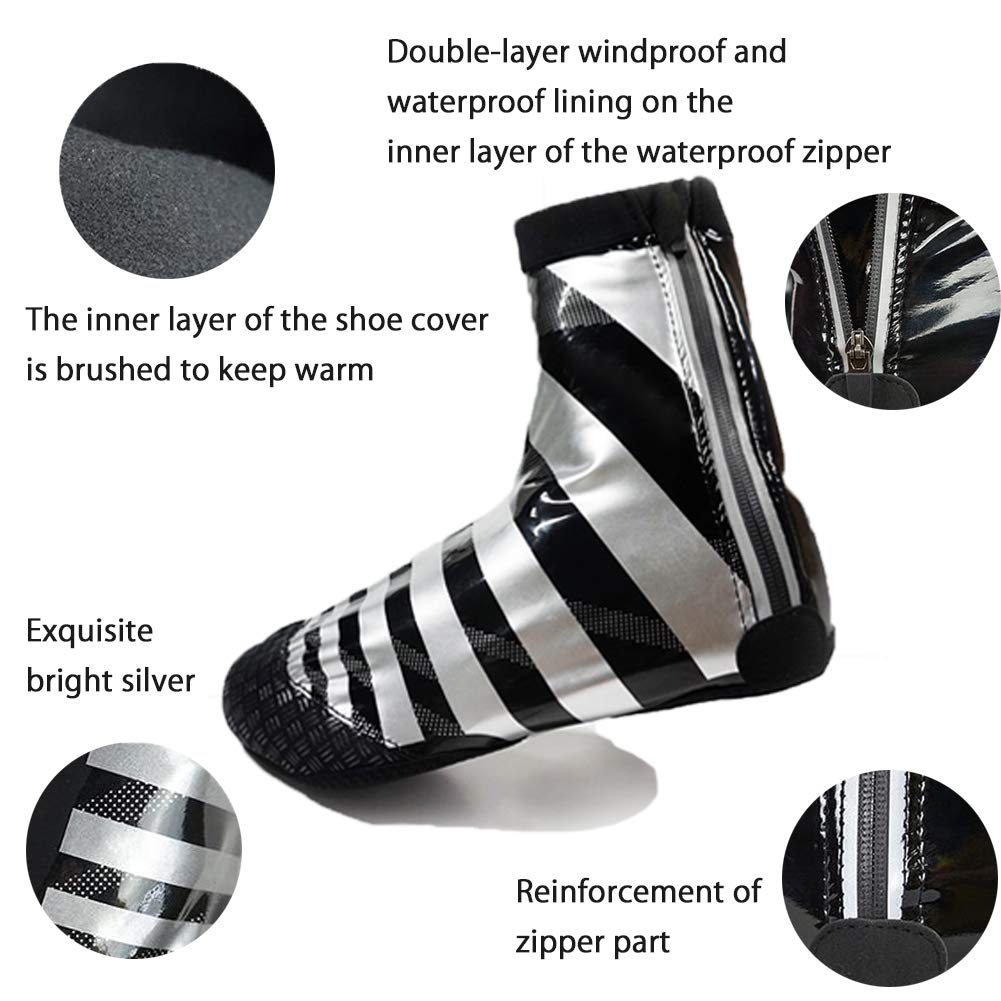 Cubrezapatillas Impermeables para Ciclismo, Alta Elasticidad, Superficie de Cuero Brillante Cubrezapatillas para Bicicleta de Carretera de Invierno, Protector para cubrezapatos para MTB