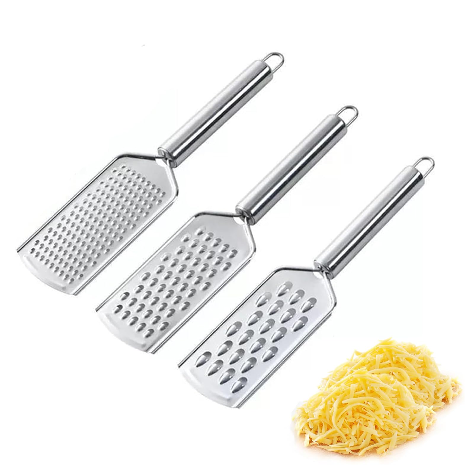 Cheese Grater, 3 Pcs Multifunctional Grater with Handle, Graters for Kitchen Used for Grate Chocolate Cheese, Carrot, Ginger
