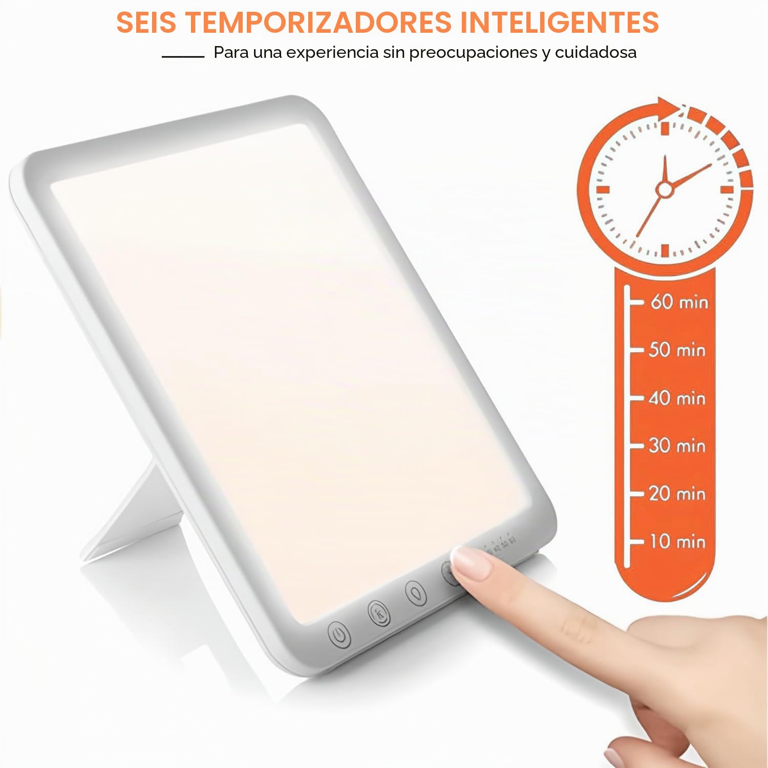 Lámpara de Luminoterapia, 15000lux Lámpara de Luz Diurna, Lámparas Fisioterapia de Luz Solar, Portable Light Fototerapéutica Sin UV con 6 Temporizador 3 Temperaturas de Color, para Oficinas y Hogares