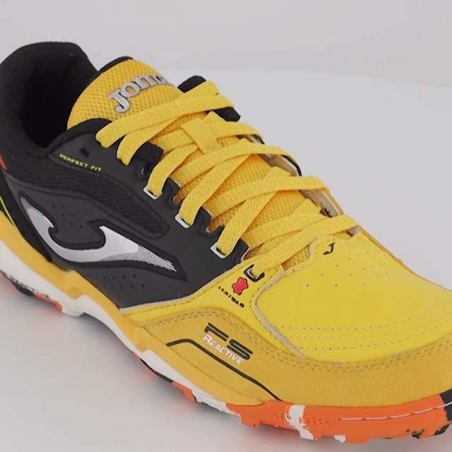 Chuteira de Society Joma FS Reactive - Preto e Amarelo Cor:Preto