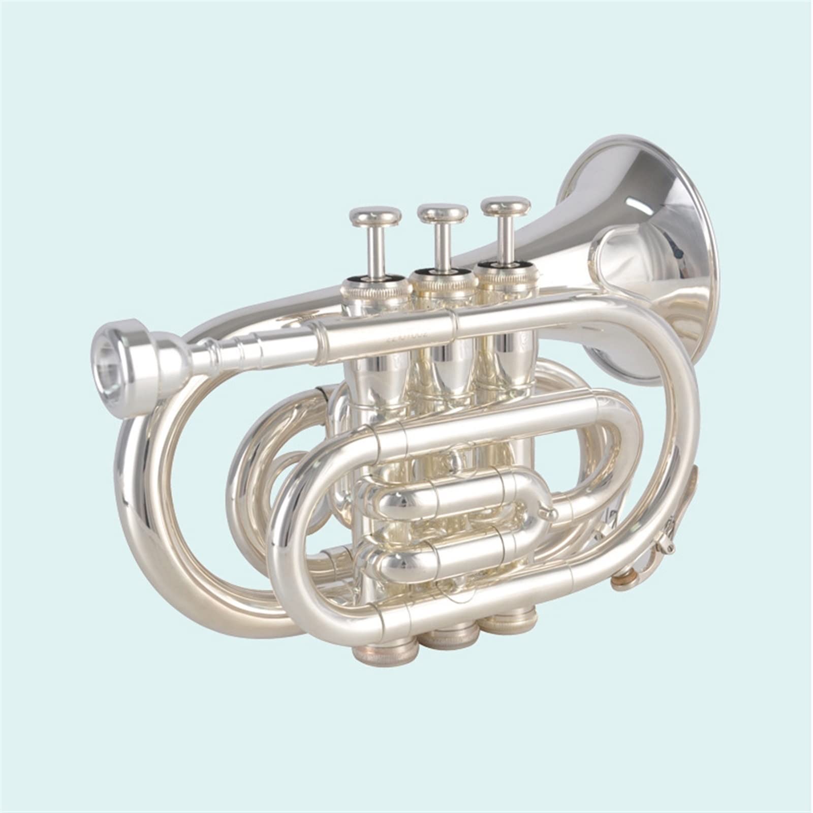 TSTS Strumento A Fiato A Pistone in Rame Bianco con Numero di Palmo Argentato in Si Bemolle Utilizzato dagli Studenti Principianti Mini Pocket Trumpet