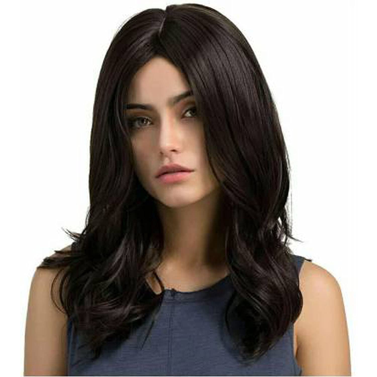 VSAKSH 20 Inch Women's Fashion Synthetic Artificial Full Head Hair Wig For Girls & Women (Black)-image-41