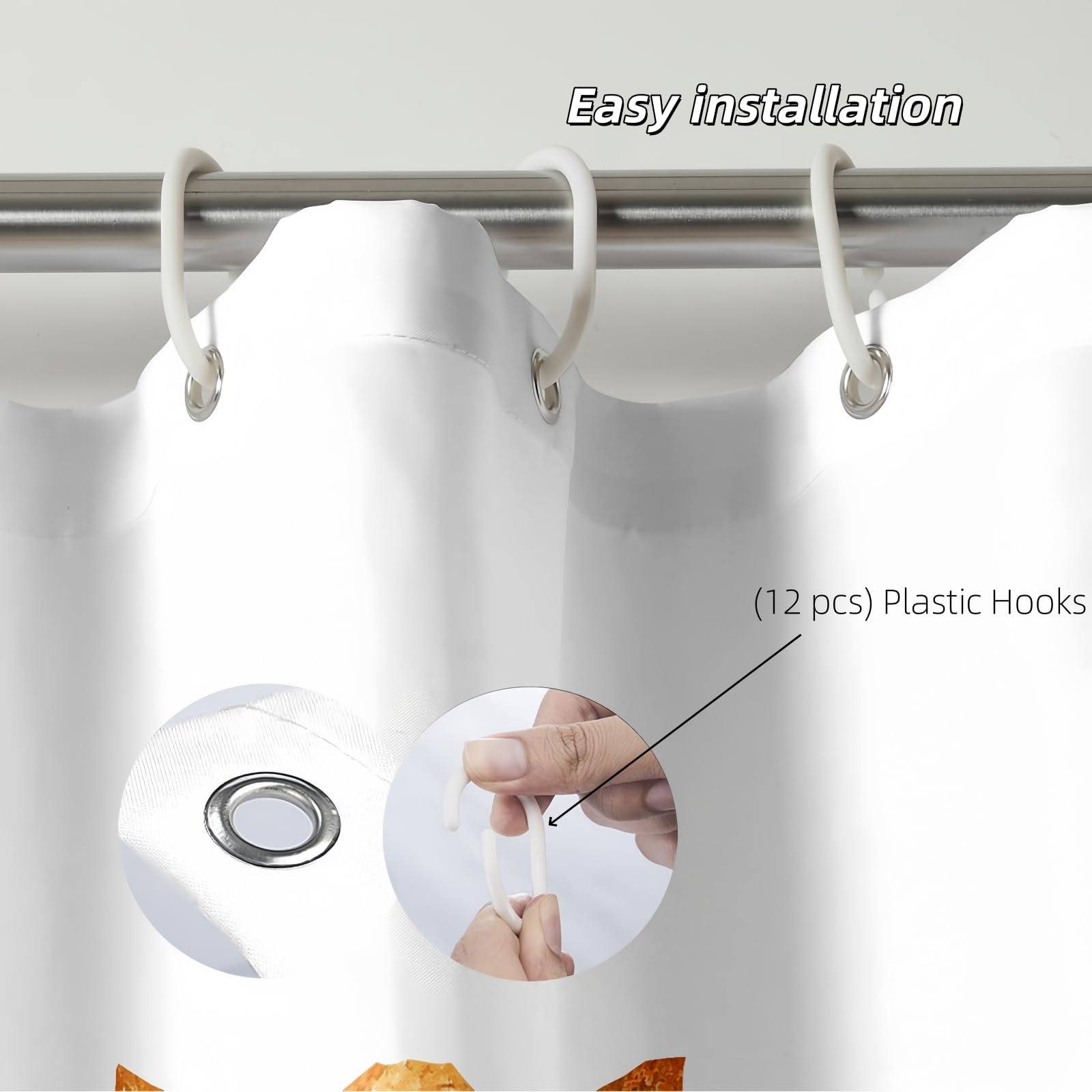 JMAHM Shower Curtain Ocean Mildew Resistant Polyester Shower Surtains Bathroom with 12 Hooks Bath Curtains Marine Organism Bathroom Curtains (180x180 - Image 4