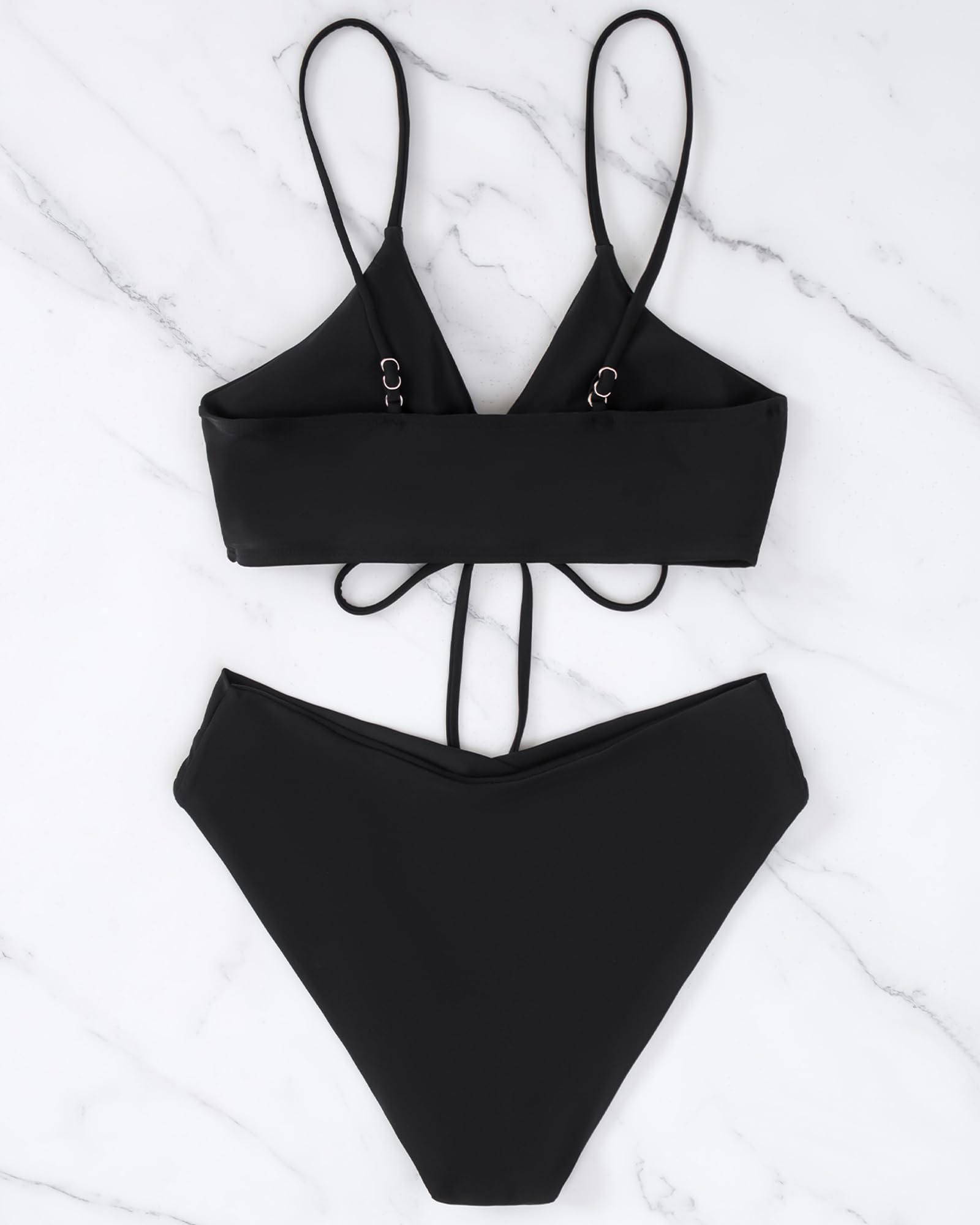 Bikini Mujer Conjunto Bañador Sexy Cuello En V Push-up Traje De Baño 2 Piezas Cruzado Cintura Biquinis sin Aros Moda Verano Bikinis con Relleno para Piscina y la Playa