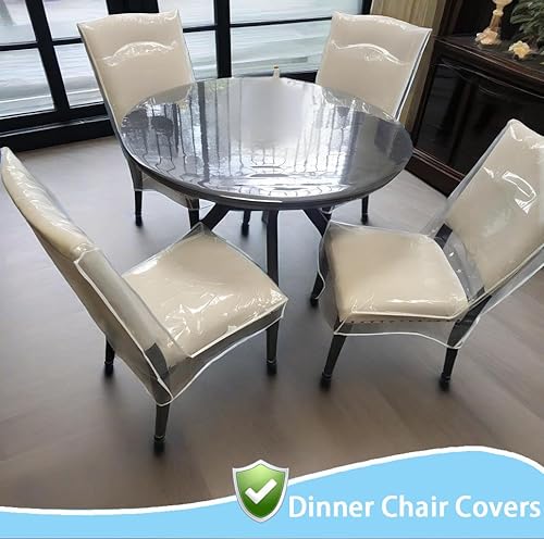 Miniatura 6 de Fundas para sillas de comedor, protectores impermeables para sillas de cocina, protector de silla de asiento de plástico transparente, mantiene tu