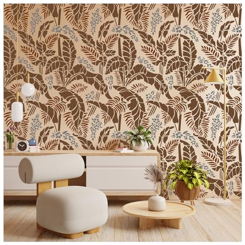 Image of Kayra Decor Papua Palm Tree Wall Stencils for Wall Painting - Pack of 1, Sheet Size 24 x 36 inch /Design for Wall Painting 22 x 34 inch - Large