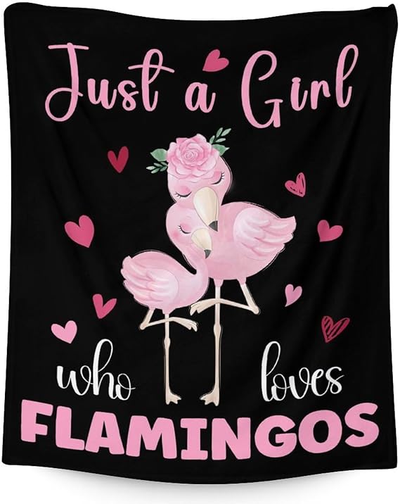 Flamingo Blanket Gifts - 30x40 Inches Cute Throw for Women & Girls - Black Soft Fuzzy Blankets for Couch & Office