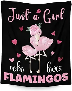 Flamingo Blanket Gifts - 30x40 Inches Cute Throw for Women & Girls - Black Soft Fuzzy Blankets for Couch & Office