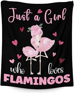 Flamingo Blanket Gifts - 30x40 Inches Cute Throw for Women & Girls - Black Soft Fuzzy Blankets for Couch & Office