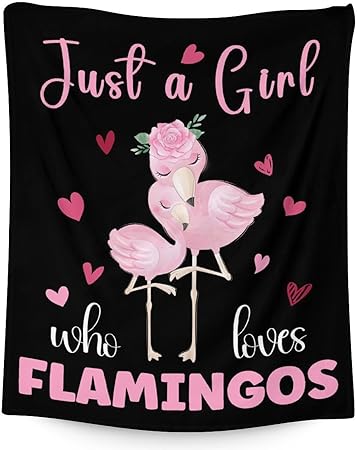 Flamingo Blanket Gifts - 30x40 Inches Cute Throw for Women & Girls - Black Soft Fuzzy Blankets for Couch & Office