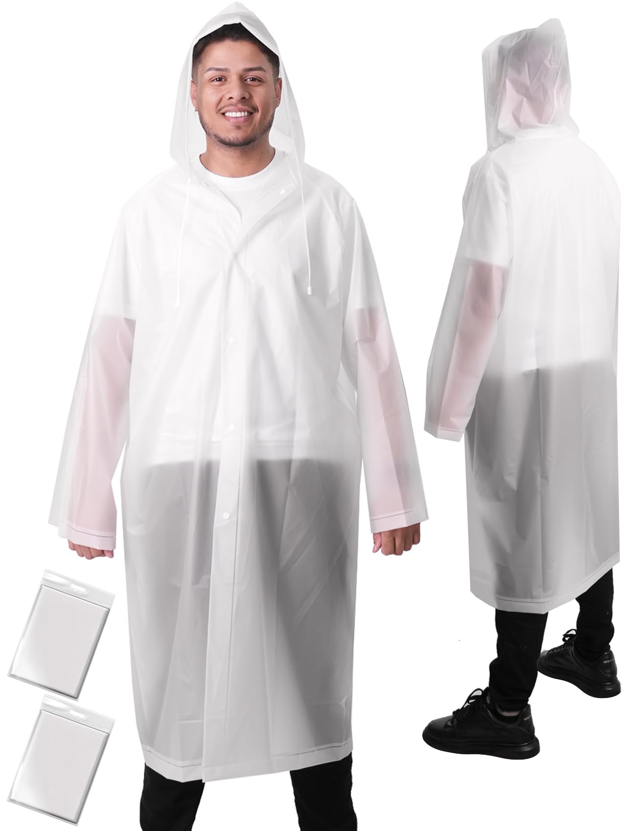 ANYOO Rain Ponchos for Adults Lightweight Reusable Raincoats for Men Women Emergency Rain Jacket with Hood 2 Pack