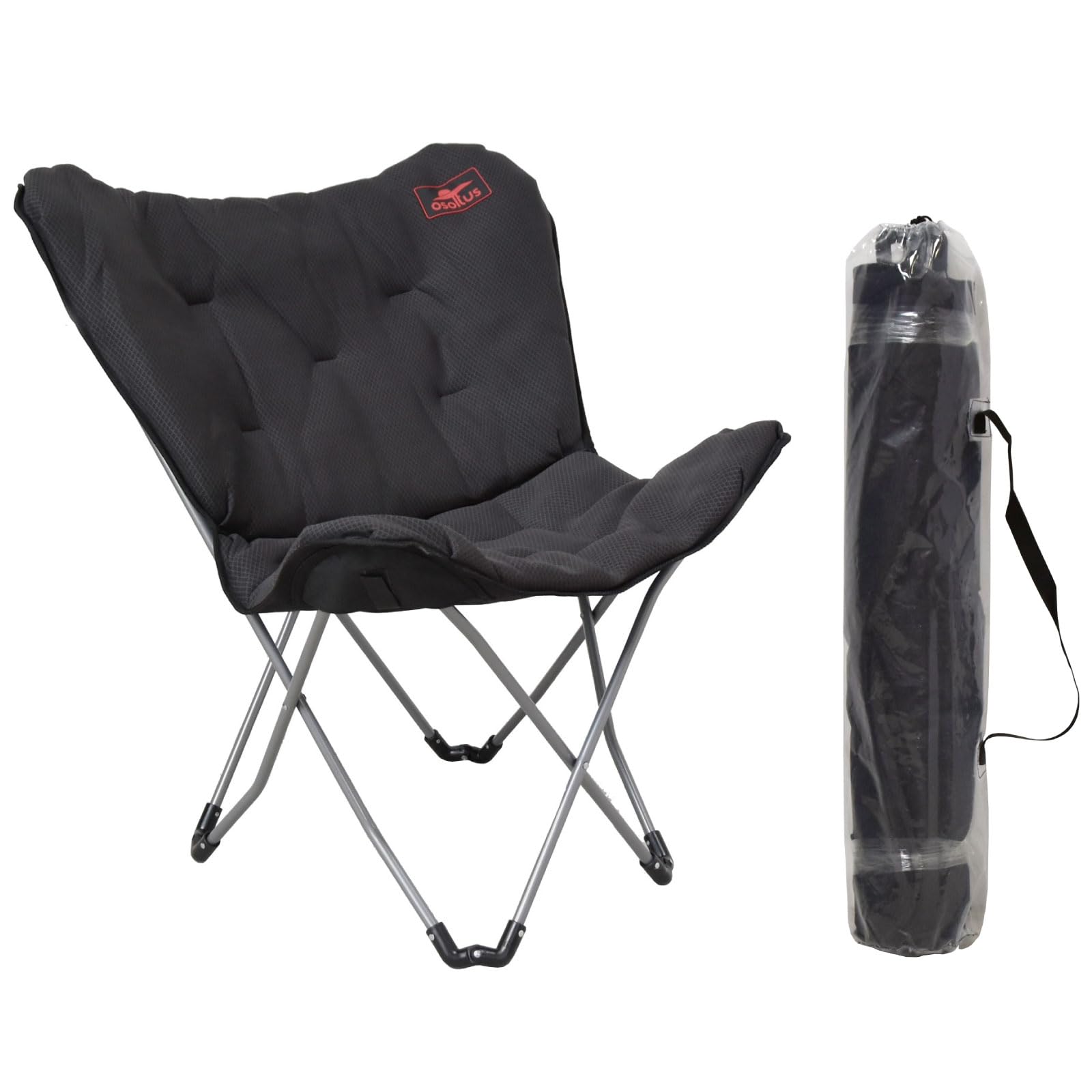 osoltus Faltsessel Butterfly Outdoor Campingsessel Soft Touch 3D f. Balkon Womo Stahl gepolstert Polyester anthrazit