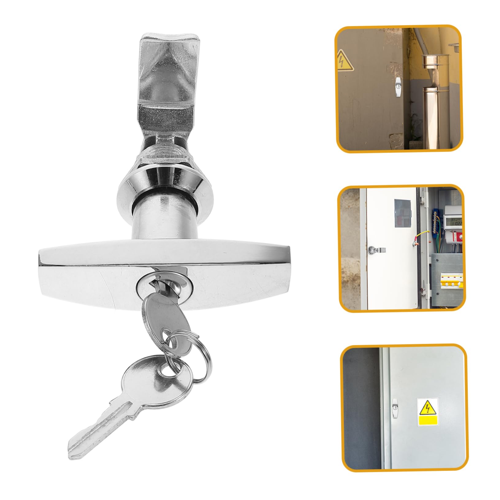 T-Griff Schloss für Wohnmobil und Schrank, Zinklegierung, 2 Stück | Silber, mit Schlüsseln, Zuverlässiger Mechanismus, Einfache Bedienung, für Kasten und Werkzeugbox