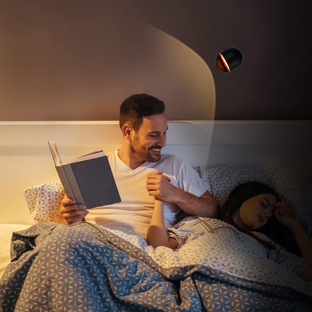 12W Applique da Parete con Spina, LED Touch Dimmerabile, 3000K, Nero | Lampada da Parete, Lampada da comodino, Luce da Lettura Orientabile, Cavo 1.8m, Camera da Letto, Soggiorno, Ufficio