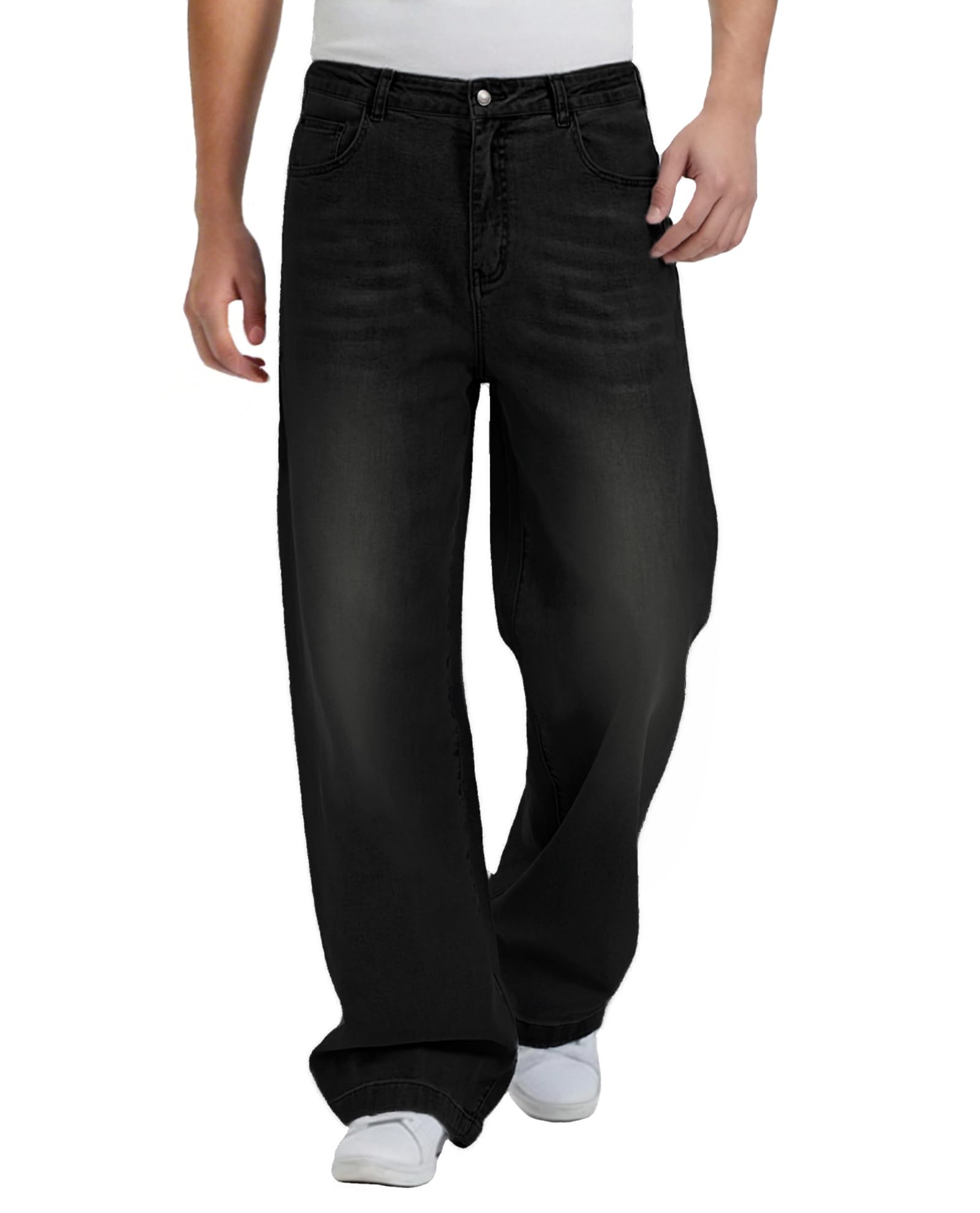 Susclude Mens Baggy Jeans Y2K Wide Leg Oversize Denim Pants Loose Fit Stretch Vintage Skater Hip Hop Streetwear