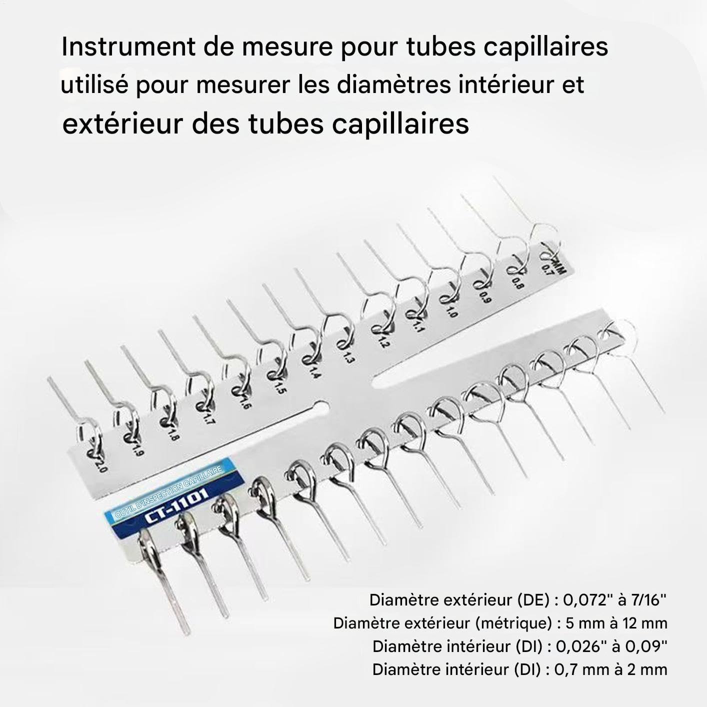 Jauge De Tube Capillaire,Appareil De Mesure En Acier Inoxydable - Règle Diamètres Int Ext Tuyaux | Pour HVAC Réfrigération Machines Industrielles Technicien Ingénieur