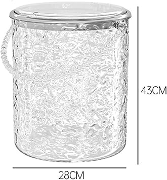 Garbage Bin Clear Trash Can with Lid, Round with Press Type and Exquisite Handle, Modern Plastic Waste Basket for Living Room, Bedroom, Office(Clear,L)