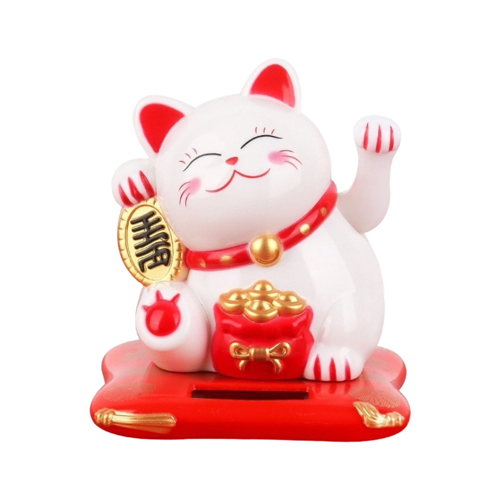 Woedpez Powered Whirling Arm Maneki Neko Display Decoration Polystyrene Produced Wealth Charm for Car Window Display Green Solar Car Deck