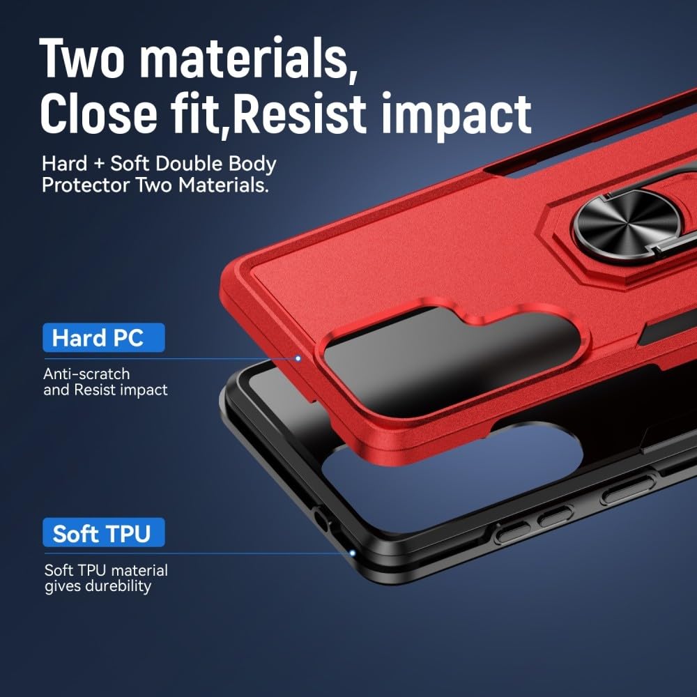 Generic Funda compatible con Samsung Galaxy A71 4G (color: rojo-rosa intenso), funda con soporte de anillo a prueba de golpes