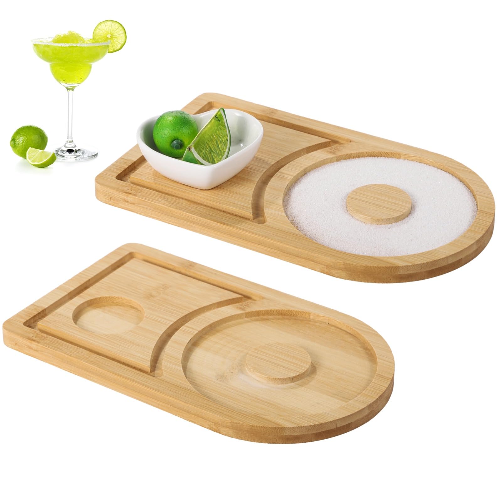 2 Stück Margarita-Salzränder aus Holz, Cocktail-Salzrand-Werkzeuge, Bartender-Werkzeugset, passend für breite Gläser bis 11,9 cm, Schale Nicht enthalten, ideal für Partys und Getränkestationen