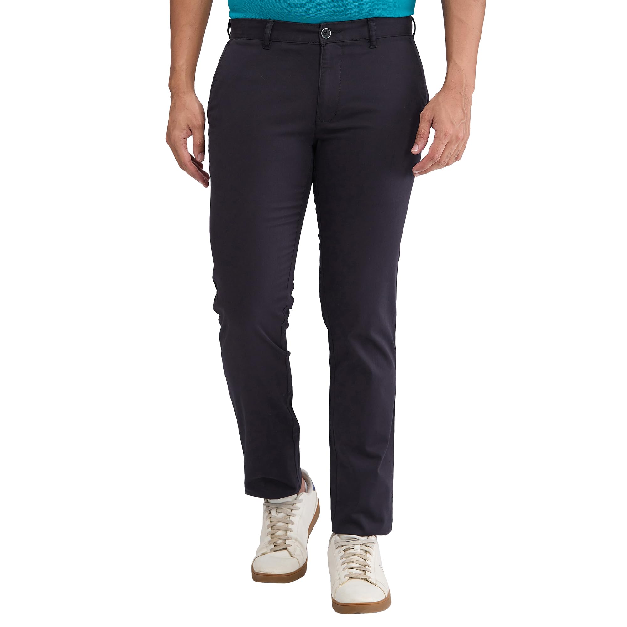 Low Rise Tapered Fit Cotton Blend Solid Pattern Flat Front Casual Trouser-image-25
