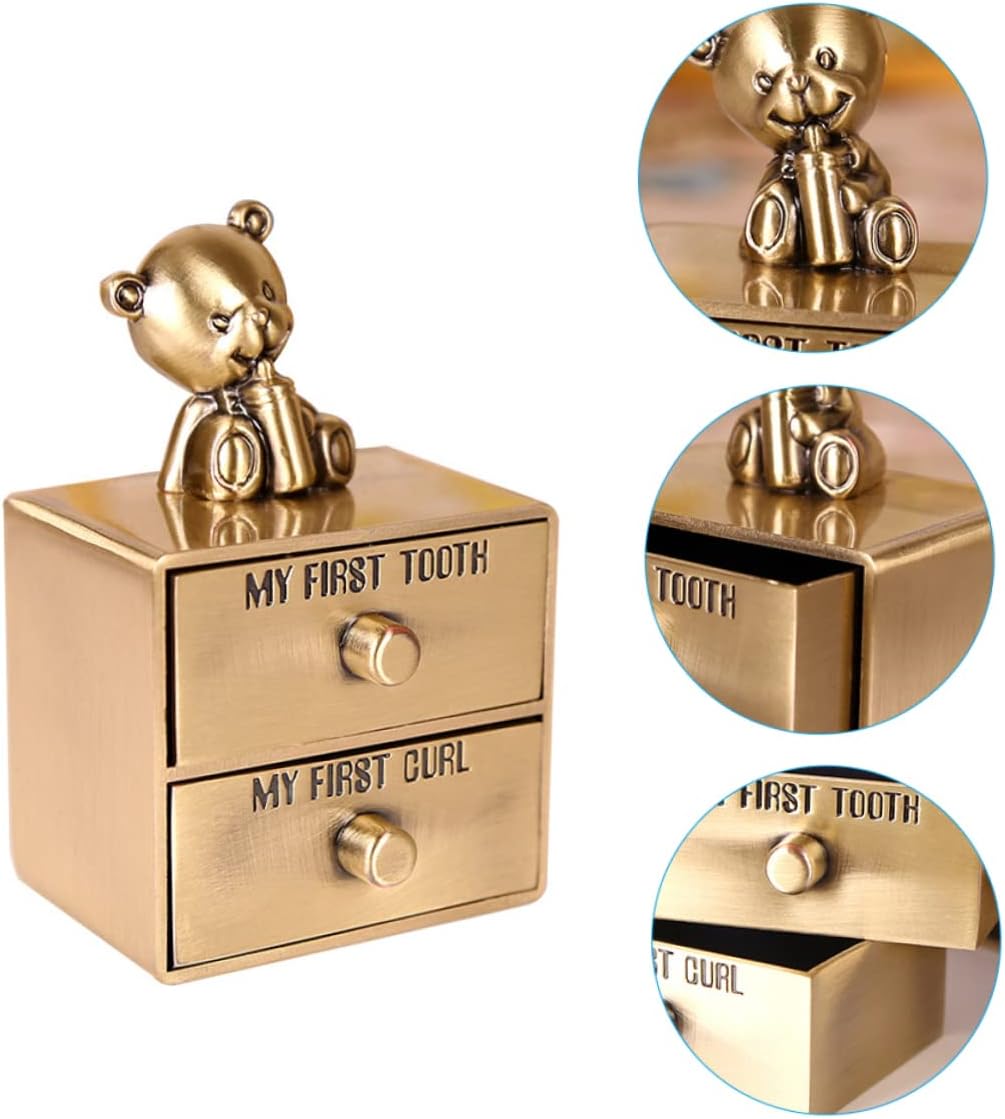 Milisten Baby Tooth Keepsake Box for Boys and Girls Drawer-Style Fetal Hair and Tooth Storage Holder 304 Stainless Steel Easy Access Organizer for Child's Precious Memories