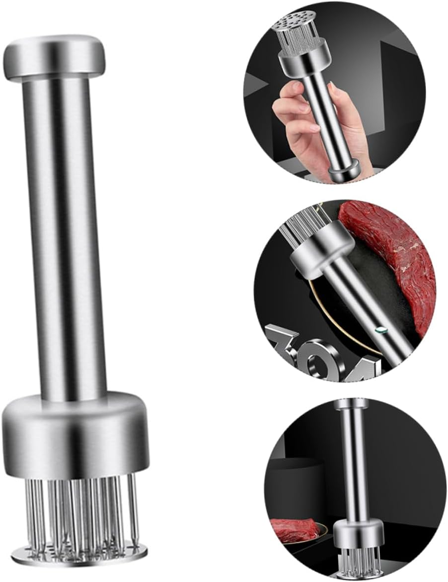 Amosfun 304 Stainless Steel Meat Tenderizer Tool for Steak and Poultry Professional Meat Loosening Machine Ergonomic Handle for Kitchen Use