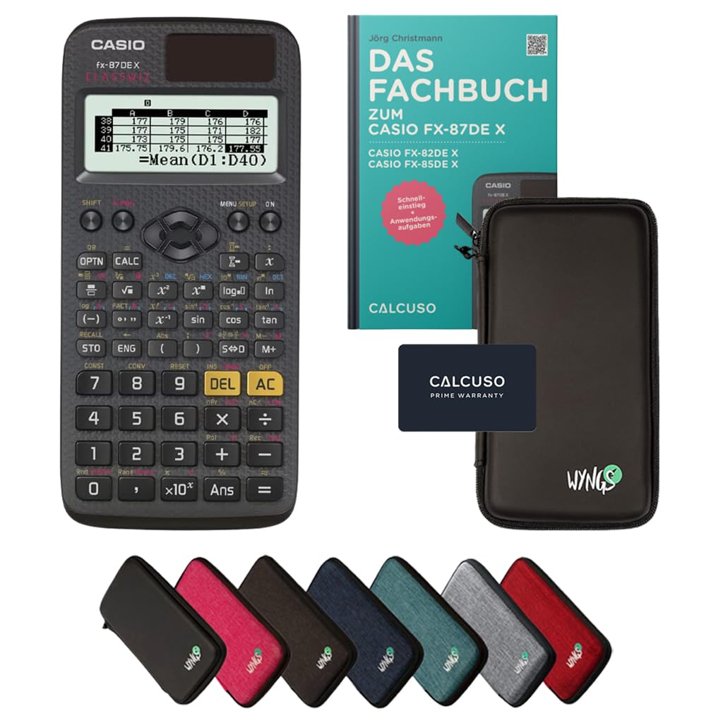Casio fx-87DE X incl. Protective Case Black & Textbook (80 pages, DIN A5) - Scientific Calculator - Smart Set (German)