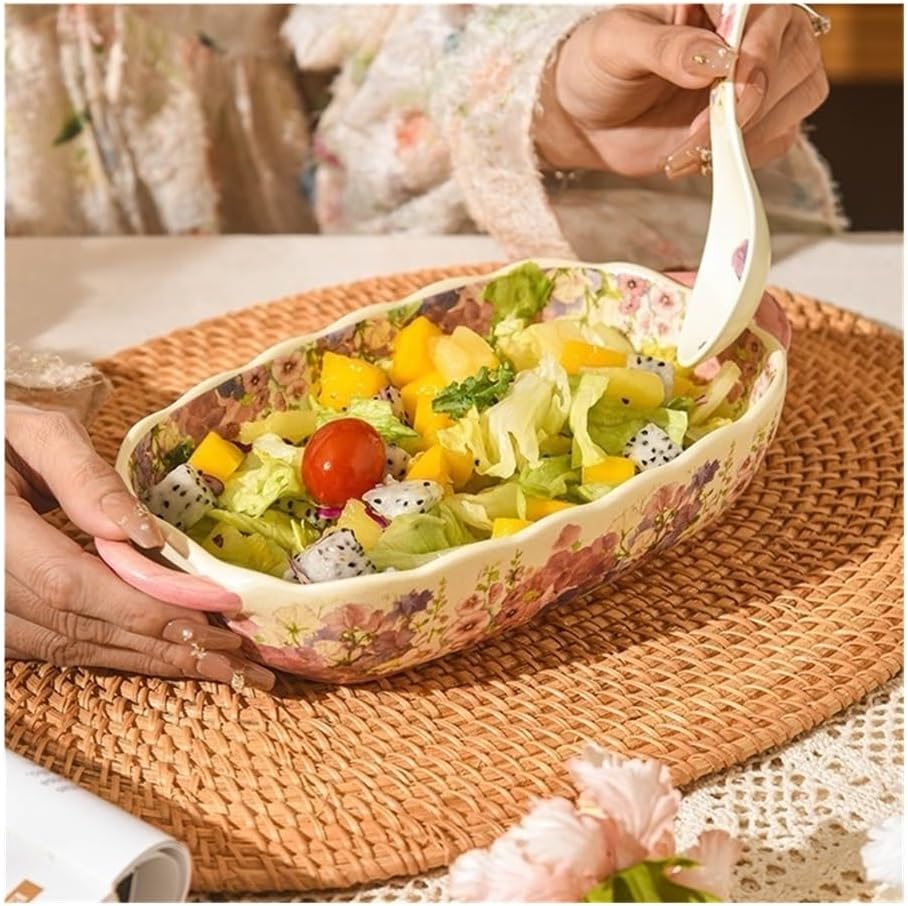 Baking Dishes Rectangular Double-ear Baked Rice Baking Tray Ceramic Cheese Household Microwave Oven,500ML