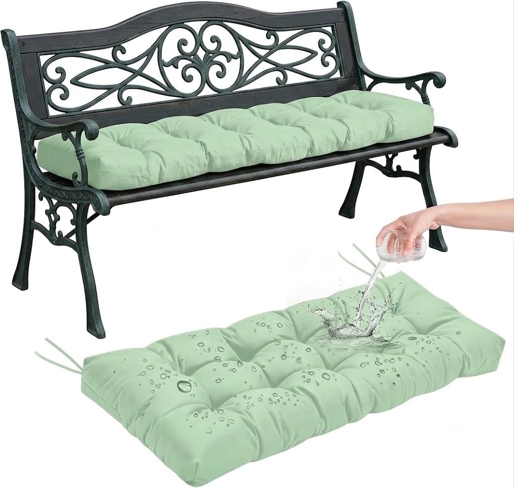 Coussin de banc de jardin imperméable vert clair : fini les assises dures et mouillées