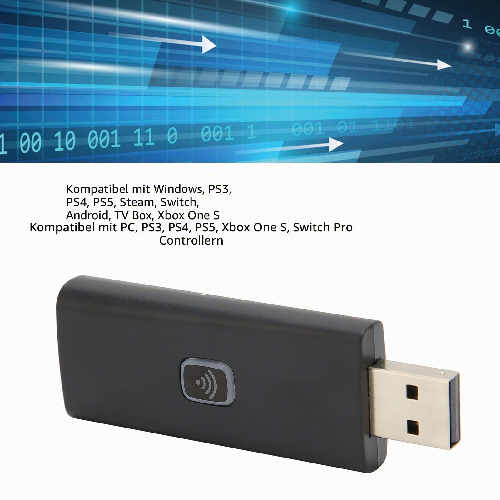 Bluetooth Controller Adapter, Stabile Übertragung und Keine Verzögerung, Passende Tasten, Kabelloser Spielgriff, USB Konverter, Plug and Play für Windows für PS4 für PS5 für Android