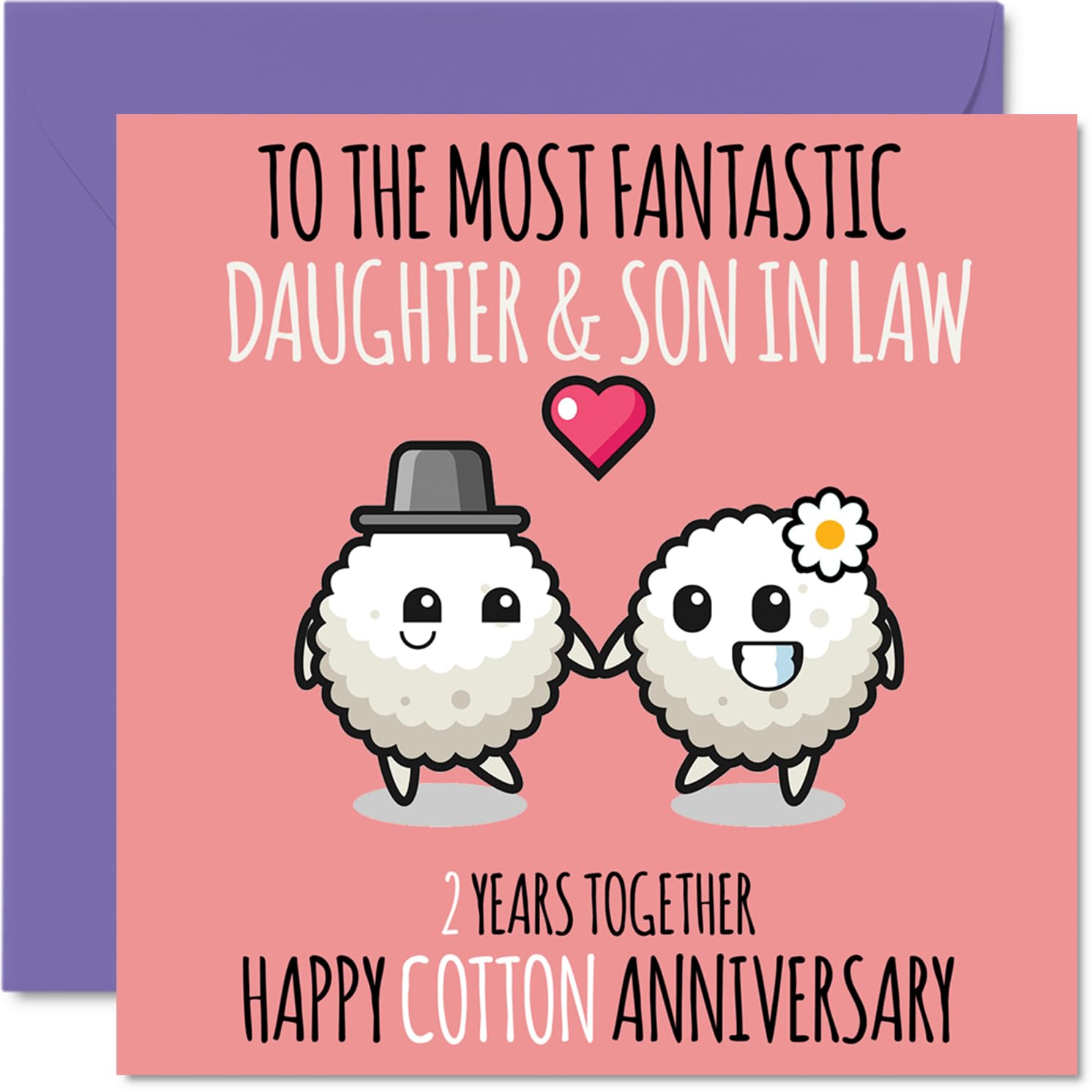 Cute Cotton Anniversary Card for Daughter & Son In Law - 2 Years ...