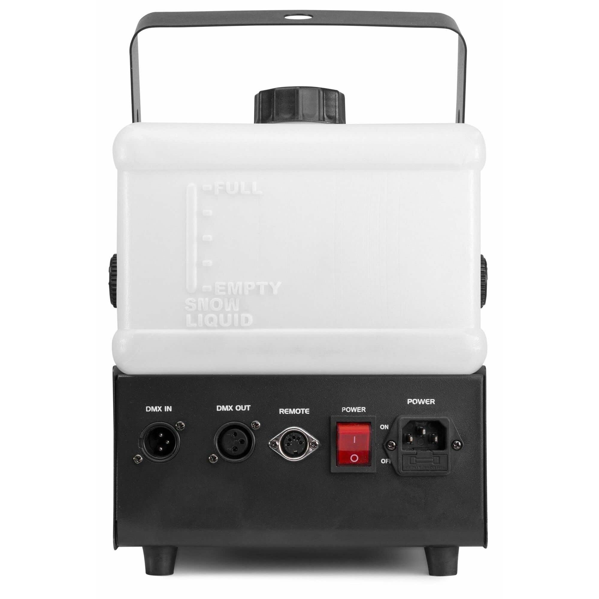BeamZ RAGE1800SNOW Schneemaschine 1800 Watt Schnee Maschine mit Fernbedienung, Snow Machine, DMX, Timer, mini Schneekanone Garten, Apres Ski Party Gadget, Winter Simulation