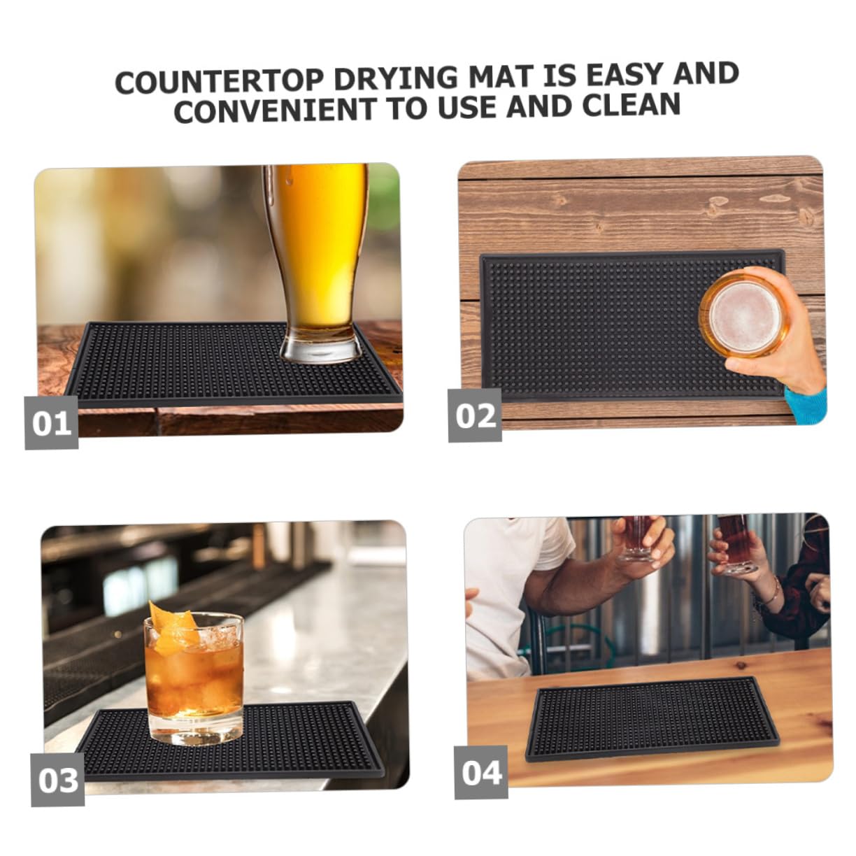 Tappetino da Bancone da Bar Antiscivolo 2 Pezzi in Pvc Nero
