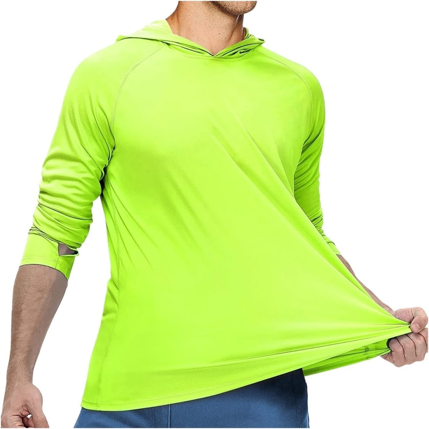 Men's Hooded Sun Protection Clothing, Ultra-Light and Breathable, Outdoor Hiking and Fishing Clothing UPF50+(White,XL)