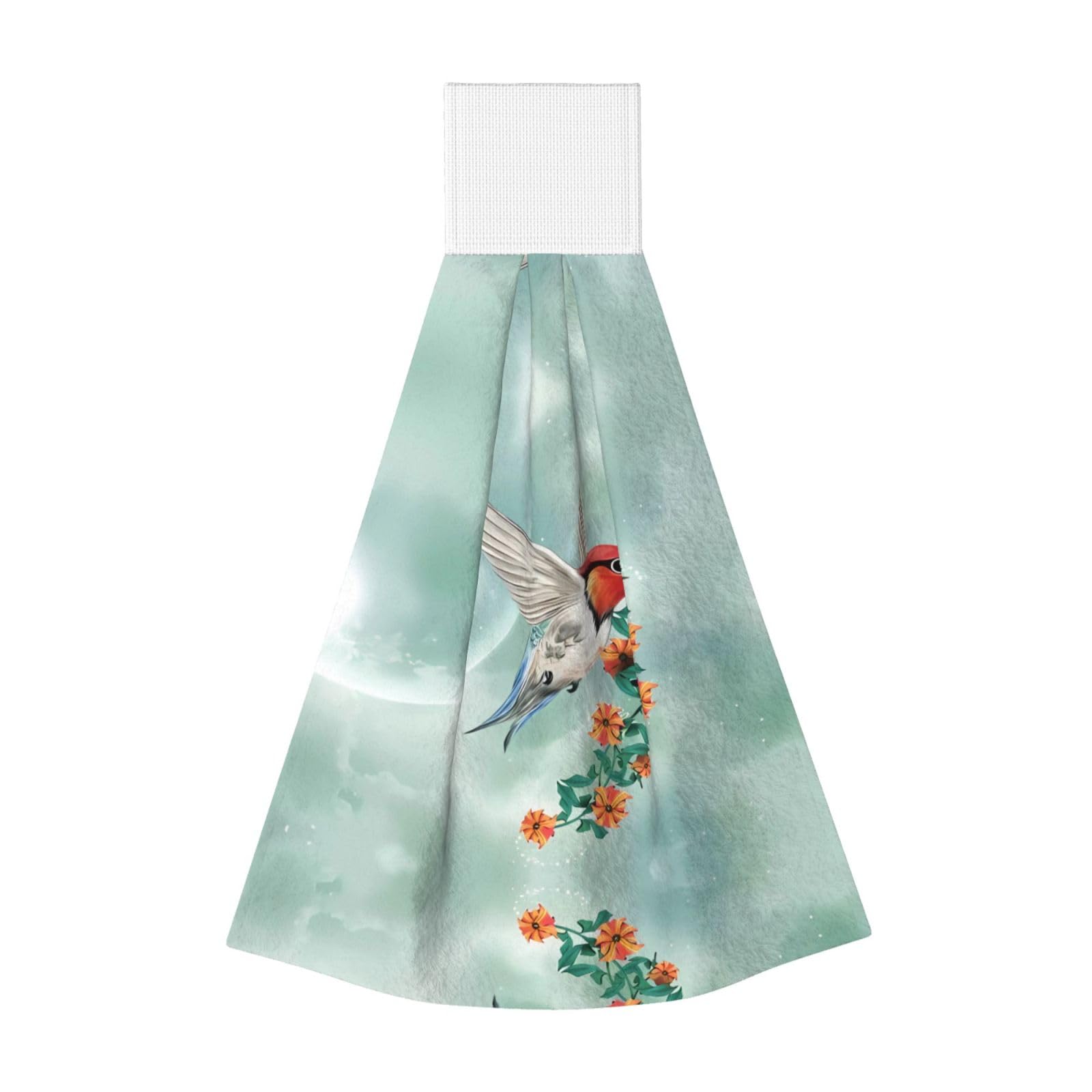 ZQYTGFDC Hummingbird is Flying with Flowered Branch Highly Absorbent Dish Towels Soft Coral Fleece Wipe