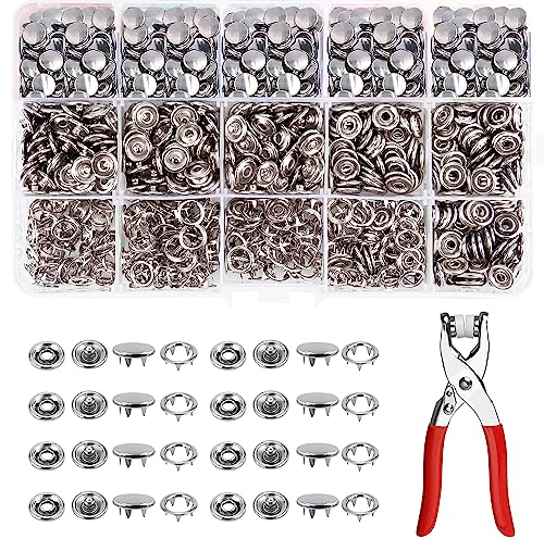 Botones de Presion Corchetes de Presion Metalicos con Alicates 200Set Snaps Metalicos para Costura Ropa de Bebé Bolso de Bricolaje Chaqueta Vaquero Manualidade 9,5 mm (sólido)