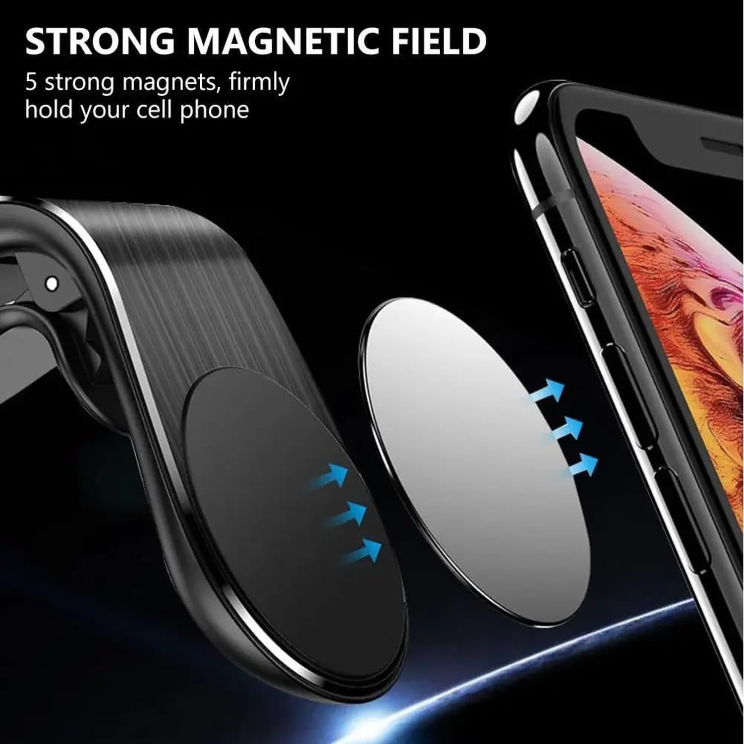 Soporte magnético para móvil en salpicadero Coche, Clip Rejilla ventilación, sujeción teléfono Smartphone 360º,