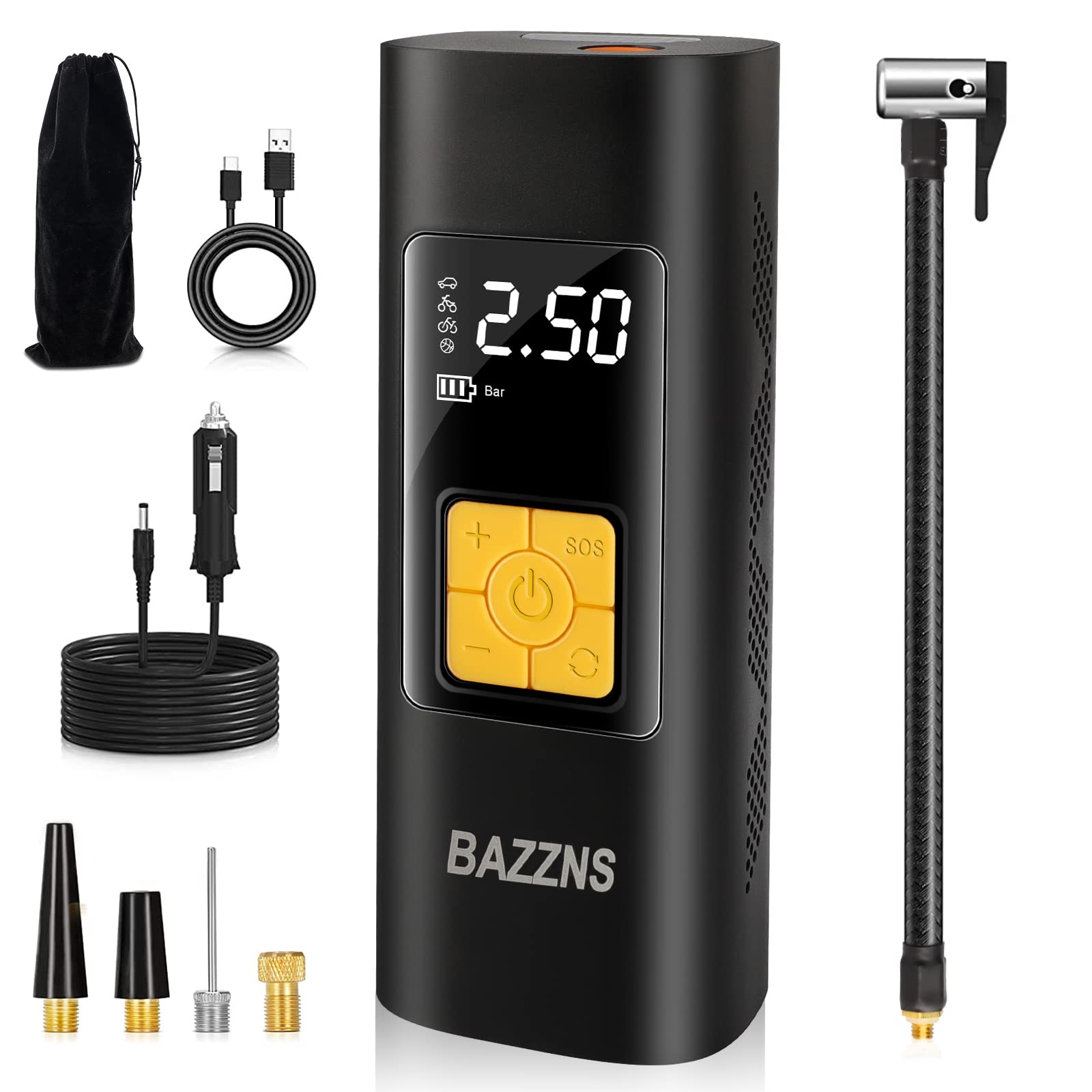 Buy BAZZNS Tire Inflator Portable Air Compressor 150 PSI Cordless Air