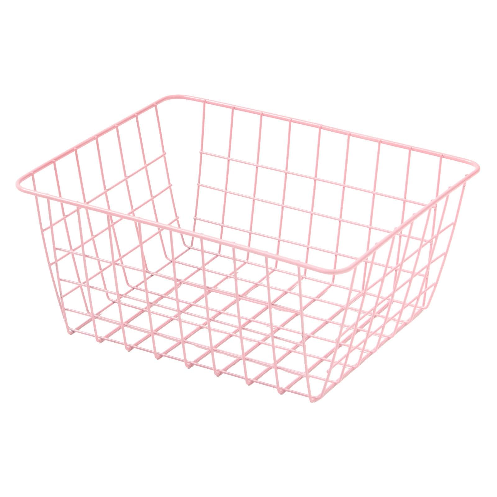 Ohs Pink 2 Pack Wire Storage Basket Small Kitchen Veg Rack Freezer Baskets,