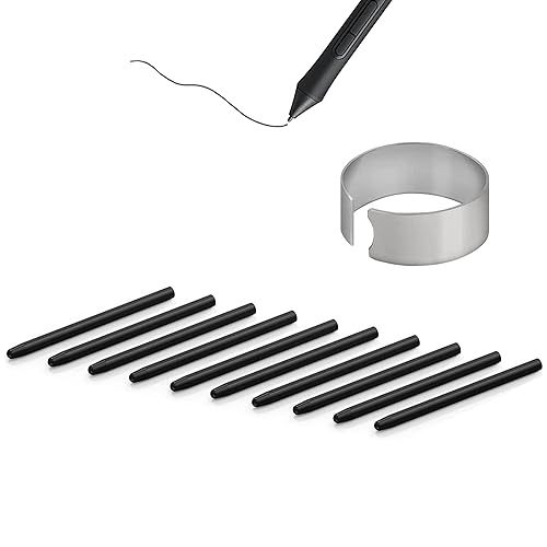 10X Pointes de Remplacement pour One by Wacom/Bamboo/Intuos/Intuos 5&4&3/Intuos Pro(PTH-451/651/851)/Cintip/Cintip Companion 1&2&Hybrid/Cintip 13H, Para CTE-,MTE-,CTL-,CTH- Tablette Graphique, Noir
