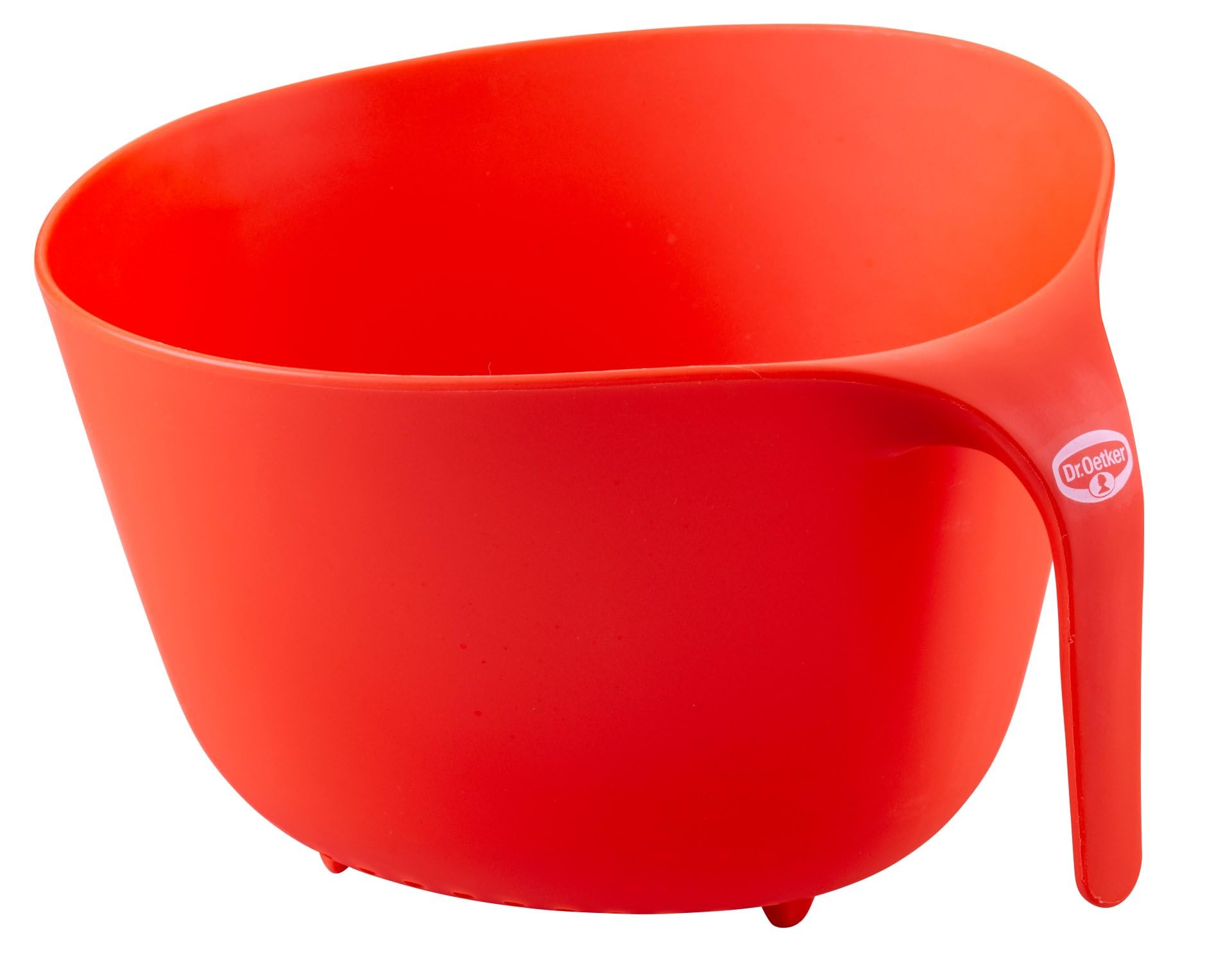 Dr. Oetker 2-tlg. Schüssel und Sieb-Set aus Kunststoff PP, Großer Griff, Stapelbar, Spülmaschinengeeignet, Grau/Rot, Ideal zum Waschen aller Arten von Obst, 3200ml Kapazität, 26x24x17cm